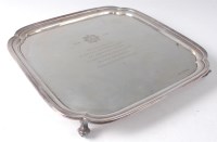 Lot 1269 - A mid-20th century silver salver of shaped...