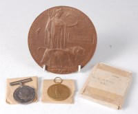 Lot 1282 - A WW I Casualty group to include bronze...