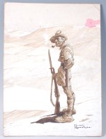Lot 1308 - Harry Rountree (1878-1950) Lone soldier,...