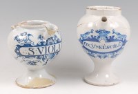Lot 1 - An 18th century Delft blue and white wet drug...