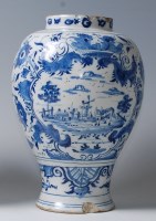 Lot 9 - An 18th century Dutch Delft vase, of baluster...