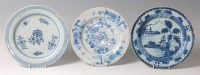 Lot 14 - Three various 18th century Delft plates, each...