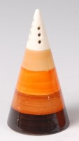 Lot 57 - A Clarice Cliff pottery conical sugar sifter,...