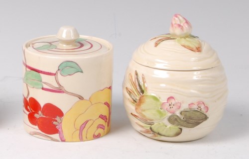 Lot 62 - A Clarice Cliff Amber Rose pattern pottery...
