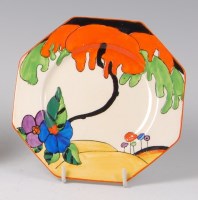Lot 75 - A Clarice Cliff Woodland pattern pottery...