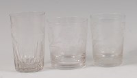 Lot 88 - A Victorian engraved glass tumbler, decorated...