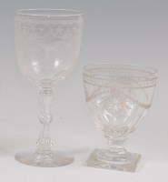 Lot 93 - A 19th century pedestal glass goblet, the bowl...