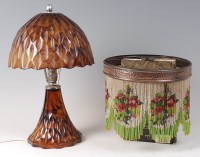 Lot 104 - A 1920s moulded cloud glass table lamp with...