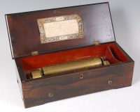 Lot 110 - A circa 1900 Swiss rosewood cased music box,...