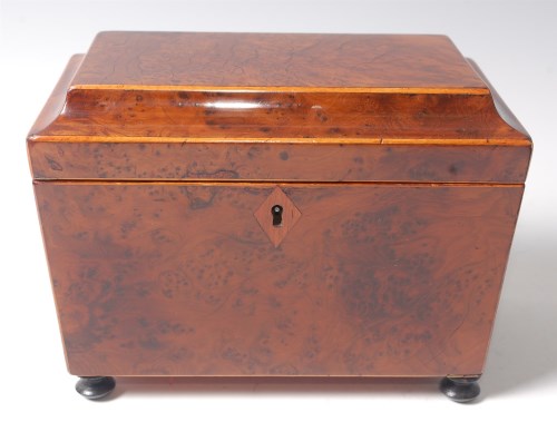 Lot 129 - A late George III burr-yew wood and boxwood...