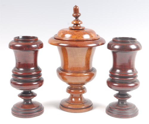 Lot 145 - An early 20th century turned walnut jar and...
