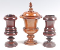 Lot 145 - An early 20th century turned walnut jar and...