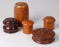 Lot 167 - A 19th century turned oak pocket snuff-box, of...