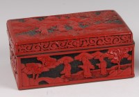 Lot 223 - A Chinese cinnabar lacquered box, decorated...