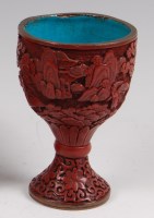 Lot 224 - A Chinese cinnabar lacquered pedestal goblet,...