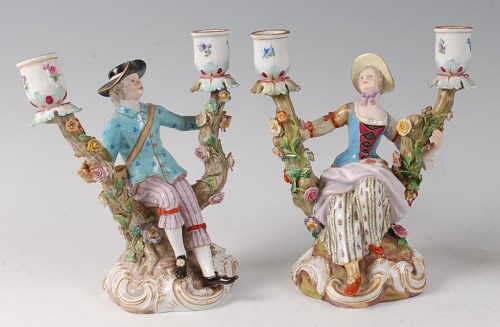 Lot 2061 - A pair of late 19th century Meissen porcelain...