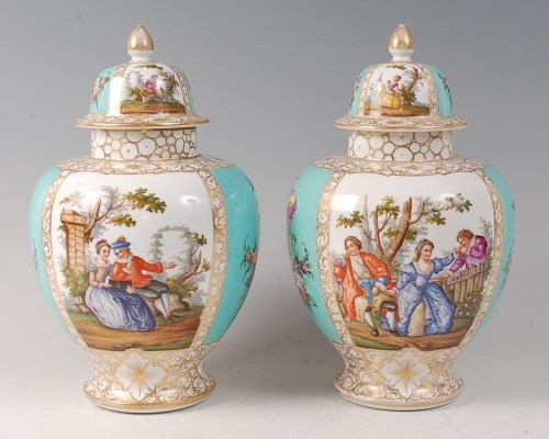 Lot 2063 - A pair of late 19th century Dresden porcelain...