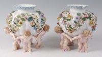Lot 2066 - A pair of Ernst Bohne & Sohne porcelain vases,...