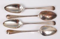 Lot 2102 - A set of three George III silver tablespoons,...
