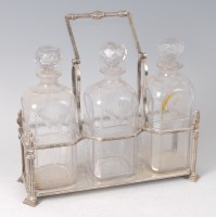Lot 2122 - A Victorian silver plated three bottle...