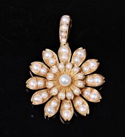 Lot 2133 - A 19th century pearl pendant/brooch, the...