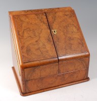 Lot 2193 - A Victorian figured walnut stationery box, the...