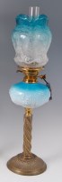 Lot 2211 - An Art Nouveau brass and blue glass pedestal...