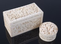 Lot 2281 - A circa 1900 Chinese Canton carved ivory game...