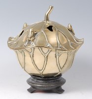 Lot 2301 - A Chinese brass lilypad pot pourri bowl and...