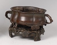 Lot 2305 - A 19th century Chinese bronze twin handled...