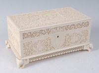 Lot 2306 - A circa 1900 Indian carved ivory box, the...