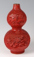 Lot 2323 - A Chinese red cinnabar lacquer vase, formed as...