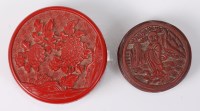 Lot 2324 - A Chinese cinnabar lacquer circular box and...