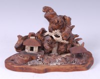 Lot 2329 - A Japanese Meiji period driftwood and bone...