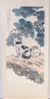 Lot 2331 - A Chinese scroll painting on paper laid on...