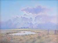 Lot 2366 - David Dane - Afternoon light, Burgh Castle,...