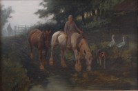 Lot 2396 - George Wright (1860-1942) - Horses watering...