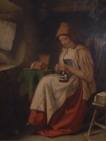 Lot 2407 - John William Haynes (1836-1908) - Knitting,...