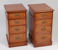 Lot 2450 - A pair of burr oak inlaid and crossbanded four...