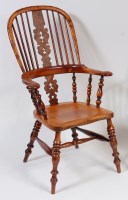 Lot 2481 - A Victorian elmseat and yew Windsor chair,...