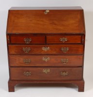 Lot 2506 - A George III mahogany bureau, the hinged fall...