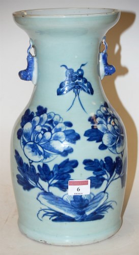 Lot 6 - A Chinese stoneware blue and white vase,...
