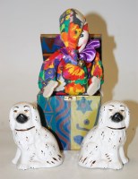 Lot 60 - A pair of miniature Staffordshire spaniels...