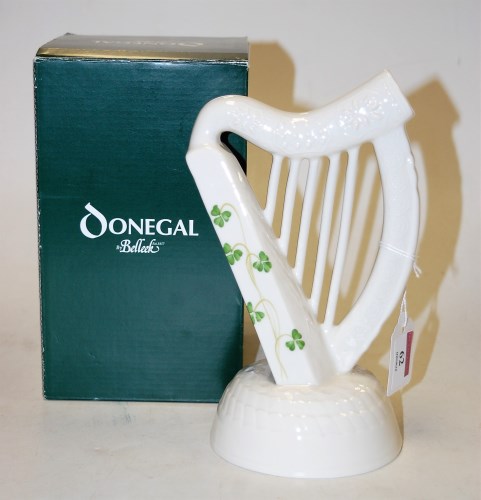 Lot 62 - A Donegal by Belleek porcelain model of a harp,...