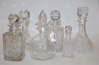 Lot 64 - A cut glass ships decanter and stopper, etched...