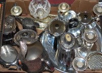 Lot 171 - A box of miscellaneous silver plated wares, to...