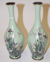 Lot 184 - A pair of Japanese cloisonne vases of tapering...
