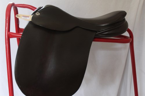 Lot 256 - Saddle Barnsby show havana 16'' extra wide S/H
