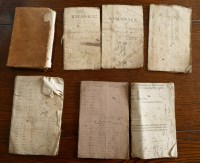 Lot 2207 - Six small simple handmade almanacs, 1820 to...