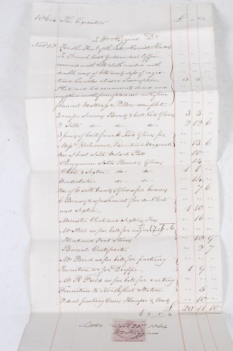 Lot 2254 - An invoice for the funeral of Harriet Harris,...